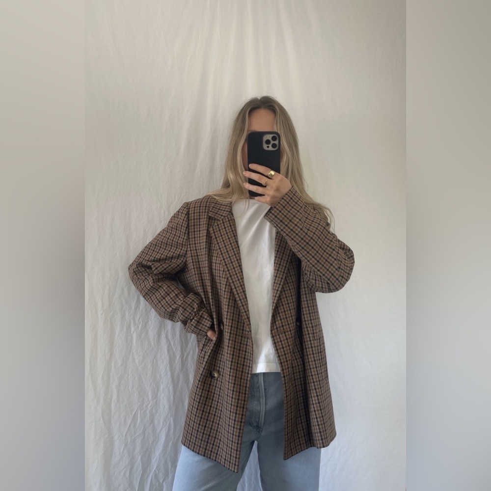 Madewell XL Double Breasted Plaid Blazer